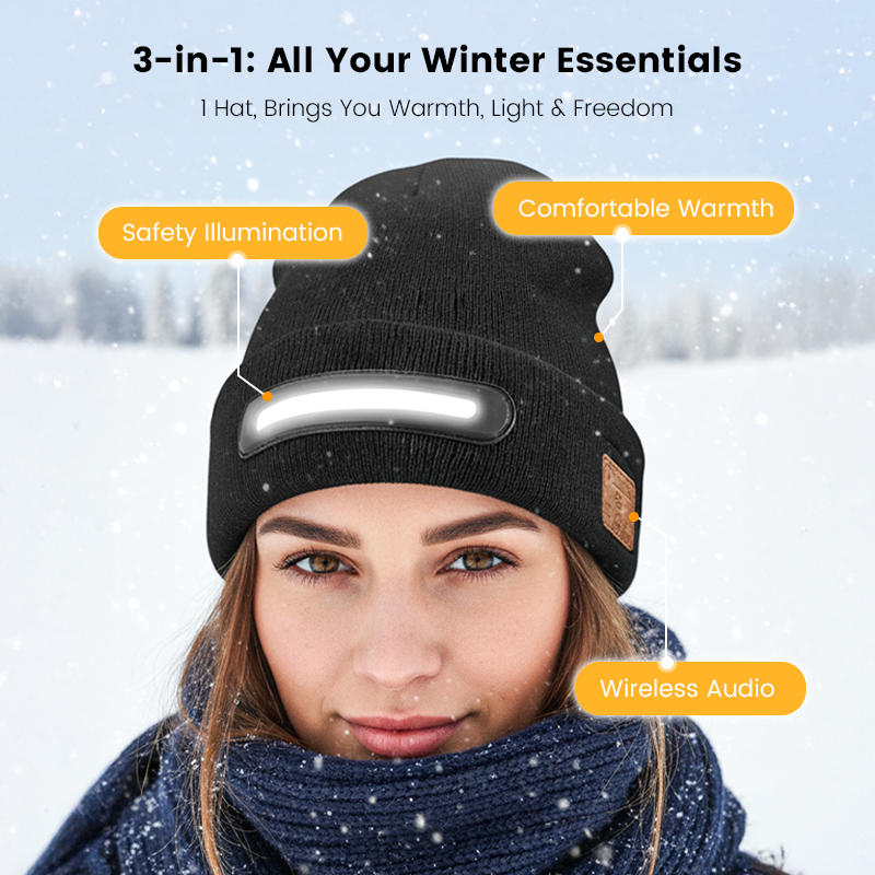 ✨New Arrival✨Rechargeable Bluetooth Beanie Hat with Light-2