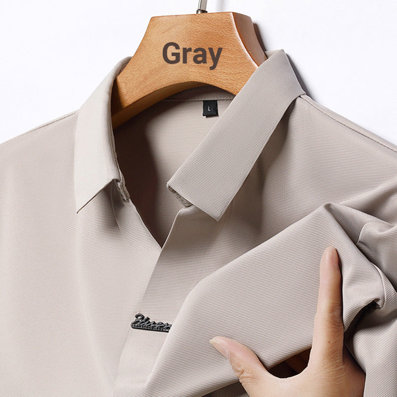 🔥Men’s Casual Lapel Breathable Wrinkle-free T-shirt-15
