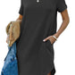 🌈2024 Women's Casual Short Sleeve T Shirt Dress Basic Dresses with Pockets-4