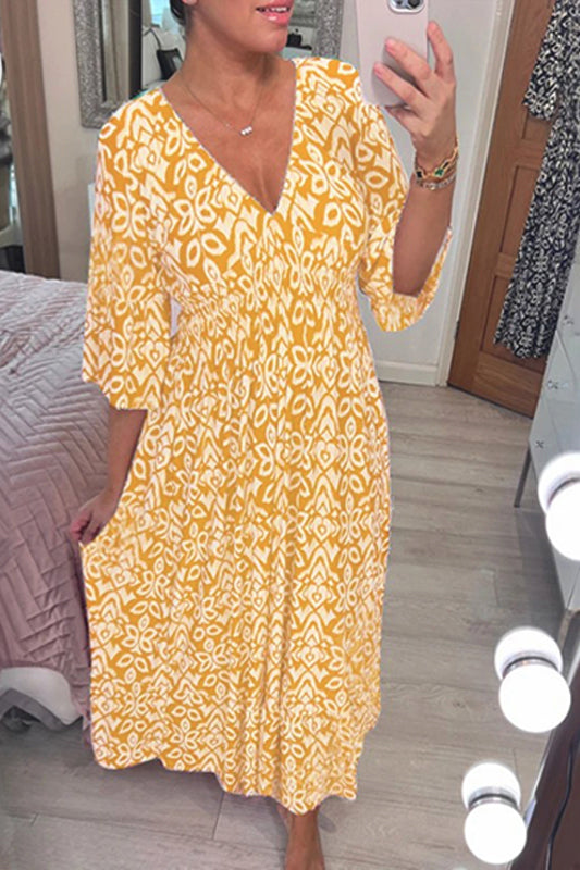 🔥SUMMER SALE 53% OFF 👗New Floral Print V Neck-Long Dress-7
