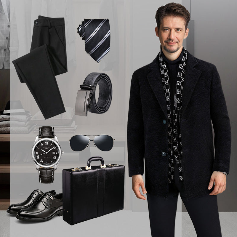 🎅Christmas Pre-sale🎁Men’s Stylish Notched Lapel Winter Tweed Jacket with White Duck Down Lining-6