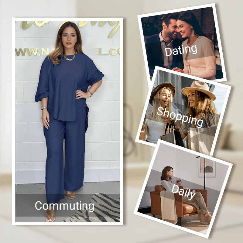 🔥HOT SALE-55% OFF💝Women's Long Sleeve High Waisted Wide Leg Pants Suit-6