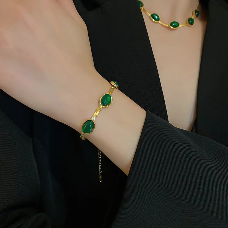 💖HOT SALE 50% OFF💖✨Ultimate Elegance--Jade bracelet, earrings and necklace set-4