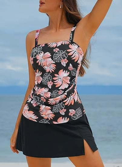 💥Last Day Special Sale 50% OFF🩱Women Vintage Tummy Control Two Piece Tankini Swimsuits-8