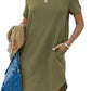 🌈2024 Women's Casual Short Sleeve T Shirt Dress Basic Dresses with Pockets-5