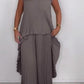 💖LAST DAY SALE 50% OFF💖Laney Pleated Short Sleeve Irregular Midi Top and Elastic Waist Wide Leg Pants Set✨-3