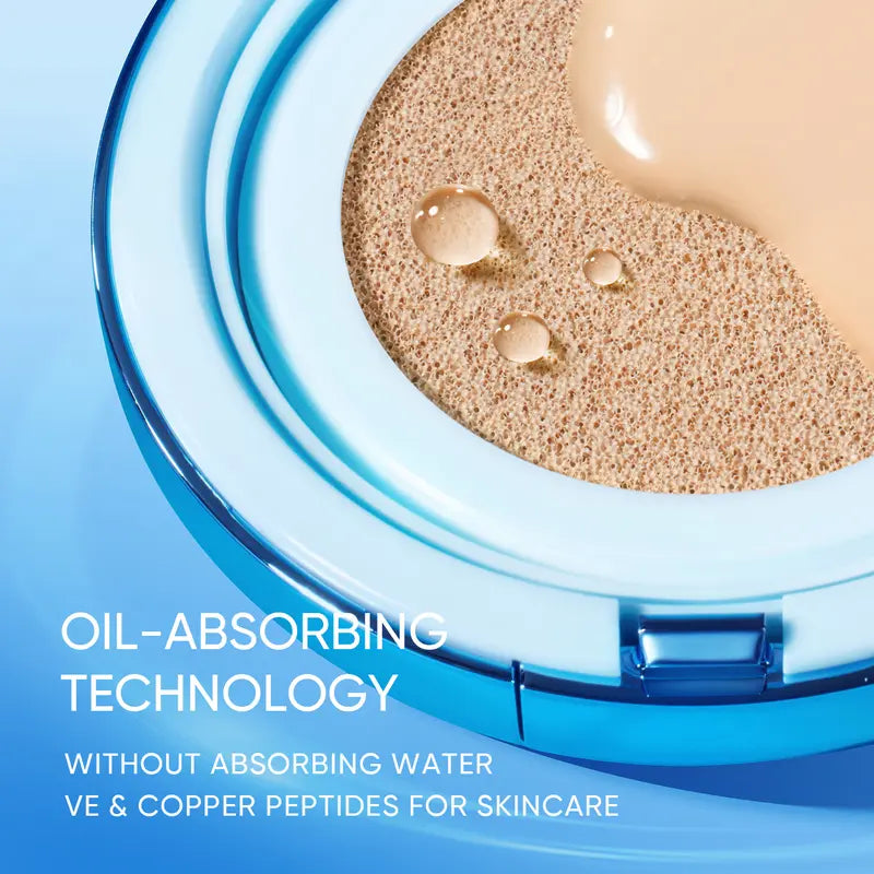 ❤️New Shade Launch❤️SKINTIFIC Velvet Matte Cushion Foundation Blue Ultra Cover Powder Foundation, 12h Oil-Control, Lightweight, Long-Lasting, Waterproof Korean Cushion Makeup-7