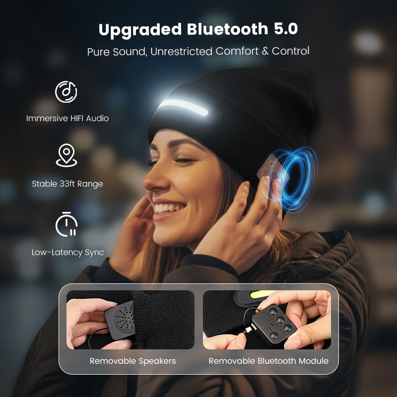 ✨New Arrival✨Rechargeable Bluetooth Beanie Hat with Light-4