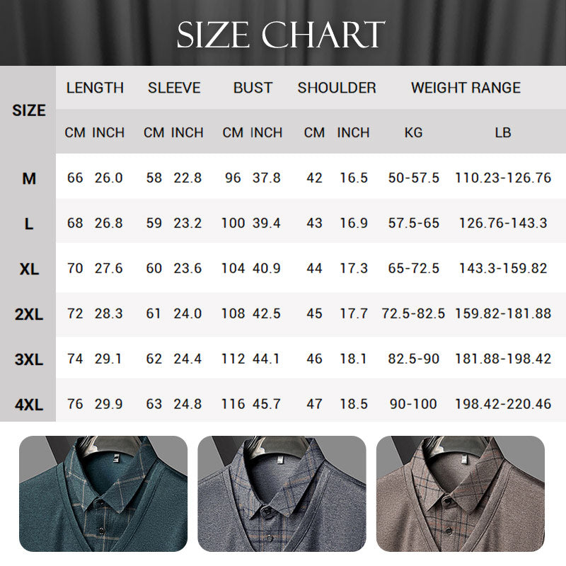 ✨New Arrival✨Men's Faux Two Piece Lapel Long-Sleeve Tops-7