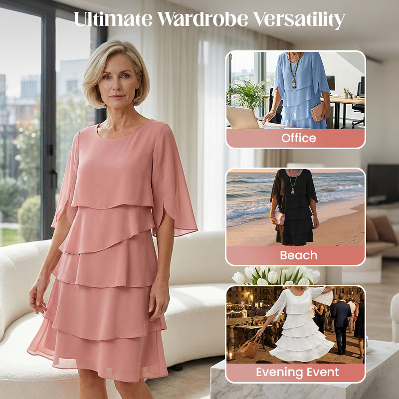 🎁Women's Elegant Layered Ruffle Sleeve Dress – Effortless Style for Every Occasion💃-16