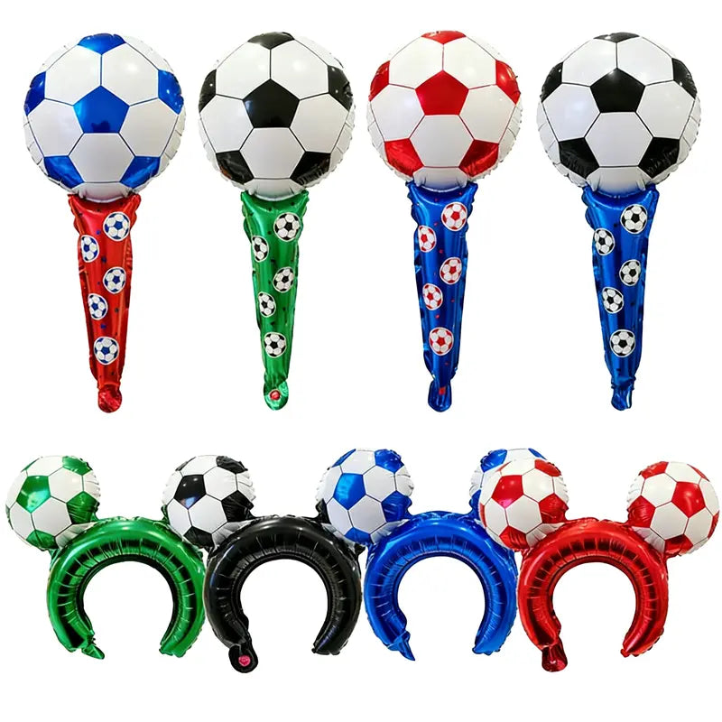 ⚽🏆 50pcs 2026 World Cup Party Set 4 Soccer Headbands 4 Cheer Sticks 🎉🎈 Foil Balloons Photo Backdrop-8