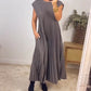 🔥HOT SALE🔥Sleeveless pleated simple solid colour dress-14