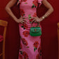 Cheongsam Style Rose Floral Print Tiered Flare Sleeve Stretch Maxi Dress-3