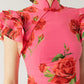 🎉Hot Sale 49% OFF🥳Cheongsam Style Rose Floral Print Tiered Flare Sleeve Stretch Maxi Dress-14