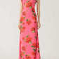 Cheongsam Style Rose Floral Print Tiered Flare Sleeve Stretch Maxi Dress-2