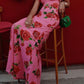 🎉Hot Sale 49% OFF🥳Cheongsam Style Rose Floral Print Tiered Flare Sleeve Stretch Maxi Dress