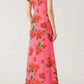 🎉Hot Sale 49% OFF🥳Cheongsam Style Rose Floral Print Tiered Flare Sleeve Stretch Maxi Dress-9