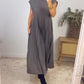 🔥HOT SALE🔥Sleeveless pleated simple solid colour dress-15