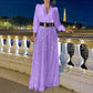 🔥HOT SALE-69% OFF💝Elegant long-sleeved blouse with V-neckline and wide sequinned jumpsuit trousers-6