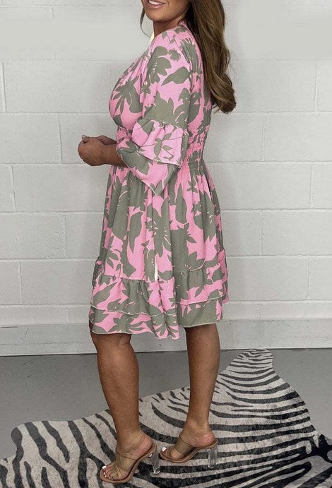 👗New for 2024👗Women's Stylish Casual V-Neck Dress with Elastic Waist-1