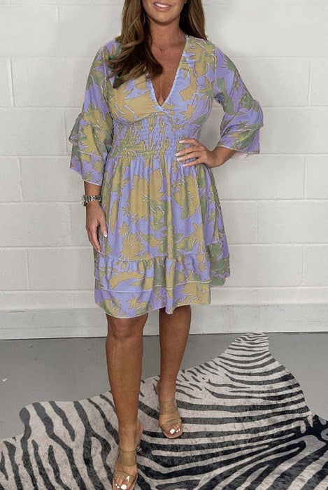👗New for 2024👗Women's Stylish Casual V-Neck Dress with Elastic Waist-4