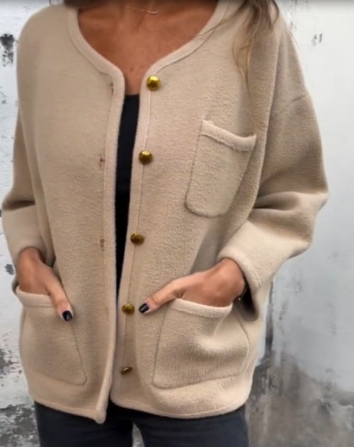 ✨Simple Temperament Metal Button Short Coat for women-3