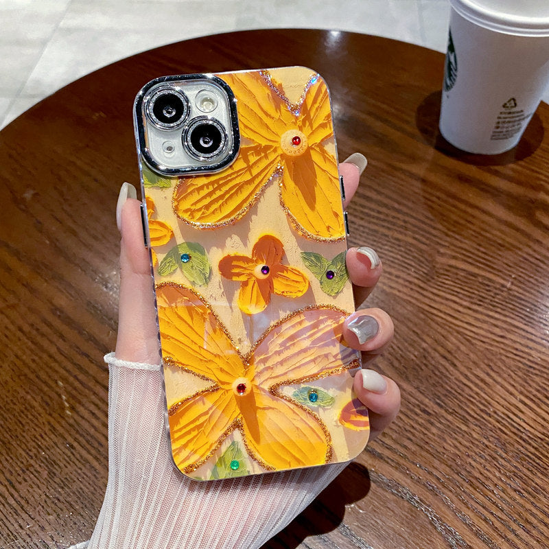 💕Limited time 50% off🔥Oil Painting Flower iPhone Case with Lens Protector Film-15