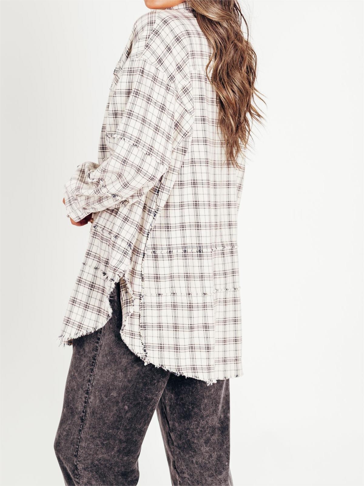 🔥Hot Sale 68% OFF🔥🏆Women's Mineral Washed Button Down Plaid Shirt-7