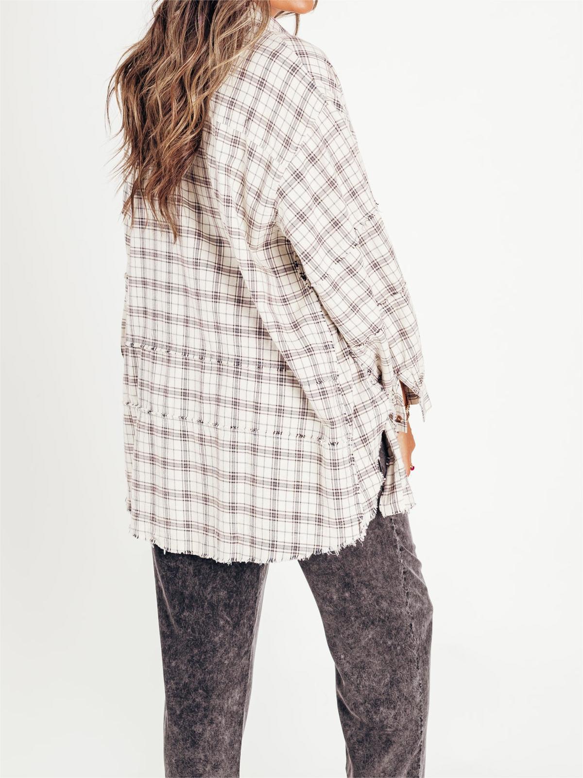 🔥Hot Sale 68% OFF🔥🏆Women's Mineral Washed Button Down Plaid Shirt-6