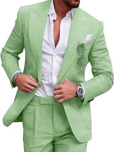 🔥HOT SALE 50% OFF🔥Men’s Breathable Linen Formal Suit Blazer and Pants 2-piece Set-1