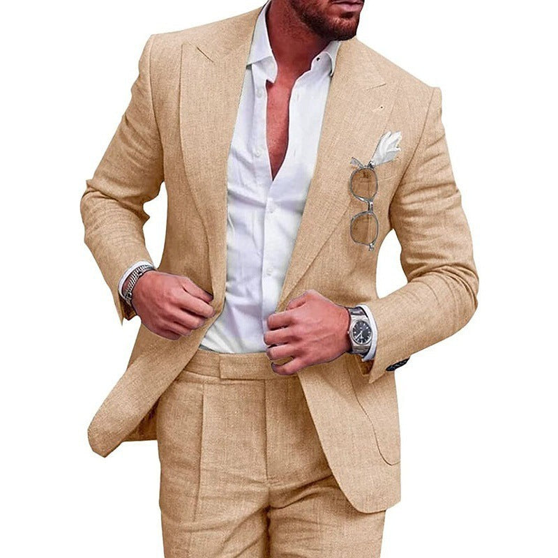 🔥HOT SALE 50% OFF🔥Men’s Breathable Linen Formal Suit Blazer and Pants 2-piece Set-2