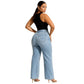 ✨ Magic ONESO Mid-low Rise BBL Jeans Stretchy Wide Leg Tummy Control Distressed Baggy Denim Pants Plus Size Regular Size