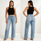 ✨ Magic ONESO Mid-low Rise BBL Jeans Stretchy Wide Leg Tummy Control Distressed Baggy Denim Pants Plus Size Regular Size
