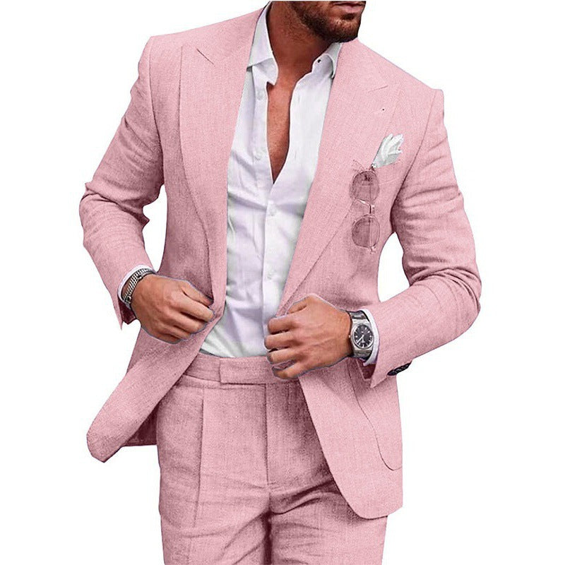 🔥HOT SALE 50% OFF🔥Men’s Breathable Linen Formal Suit Blazer and Pants 2-piece Set-5