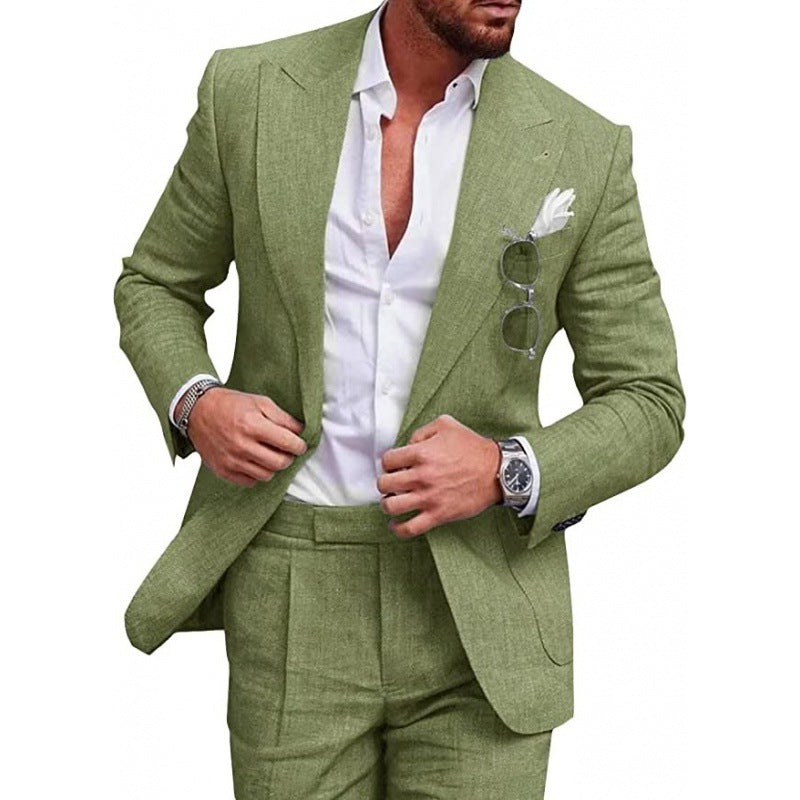 🔥HOT SALE 50% OFF🔥Men’s Breathable Linen Formal Suit Blazer and Pants 2-piece Set-3