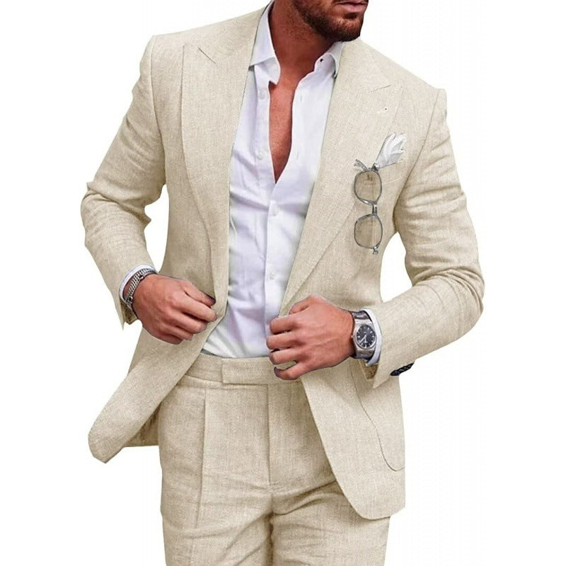 🔥HOT SALE 50% OFF🔥Men’s Breathable Linen Formal Suit Blazer and Pants 2-piece Set-4