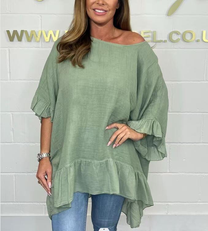 🌷Limited Time 52% OFF💞Loose Pleated Off Shoulder Blouses for Women-6