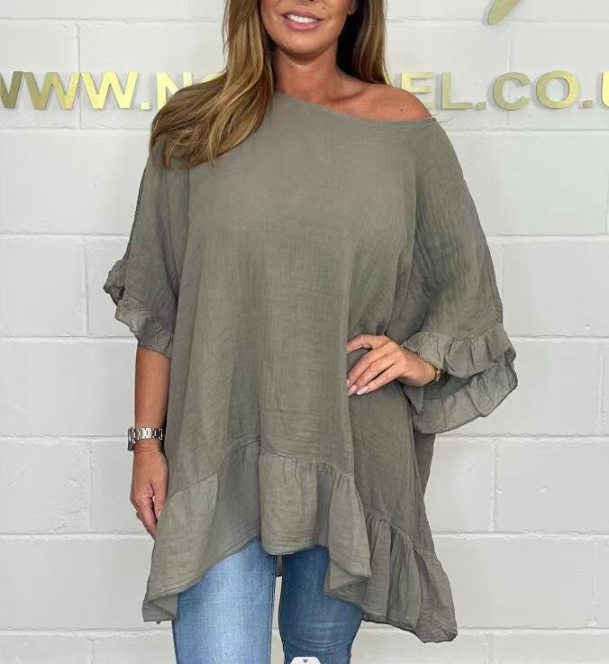 🌷Limited Time 52% OFF💞Loose Pleated Off Shoulder Blouses for Women-8