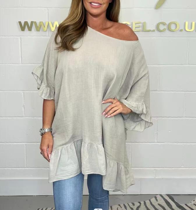 🌷Limited Time 52% OFF💞Loose Pleated Off Shoulder Blouses for Women-7