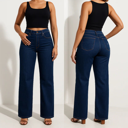 ✨ Magic ONESO Mid-low Rise BBL Jeans Stretchy Wide Leg Tummy Control Distressed Baggy Denim Pants Plus Size Regular Size