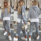 💜Women's Hooded Patchwork Casual Sweatshirt Suit-6