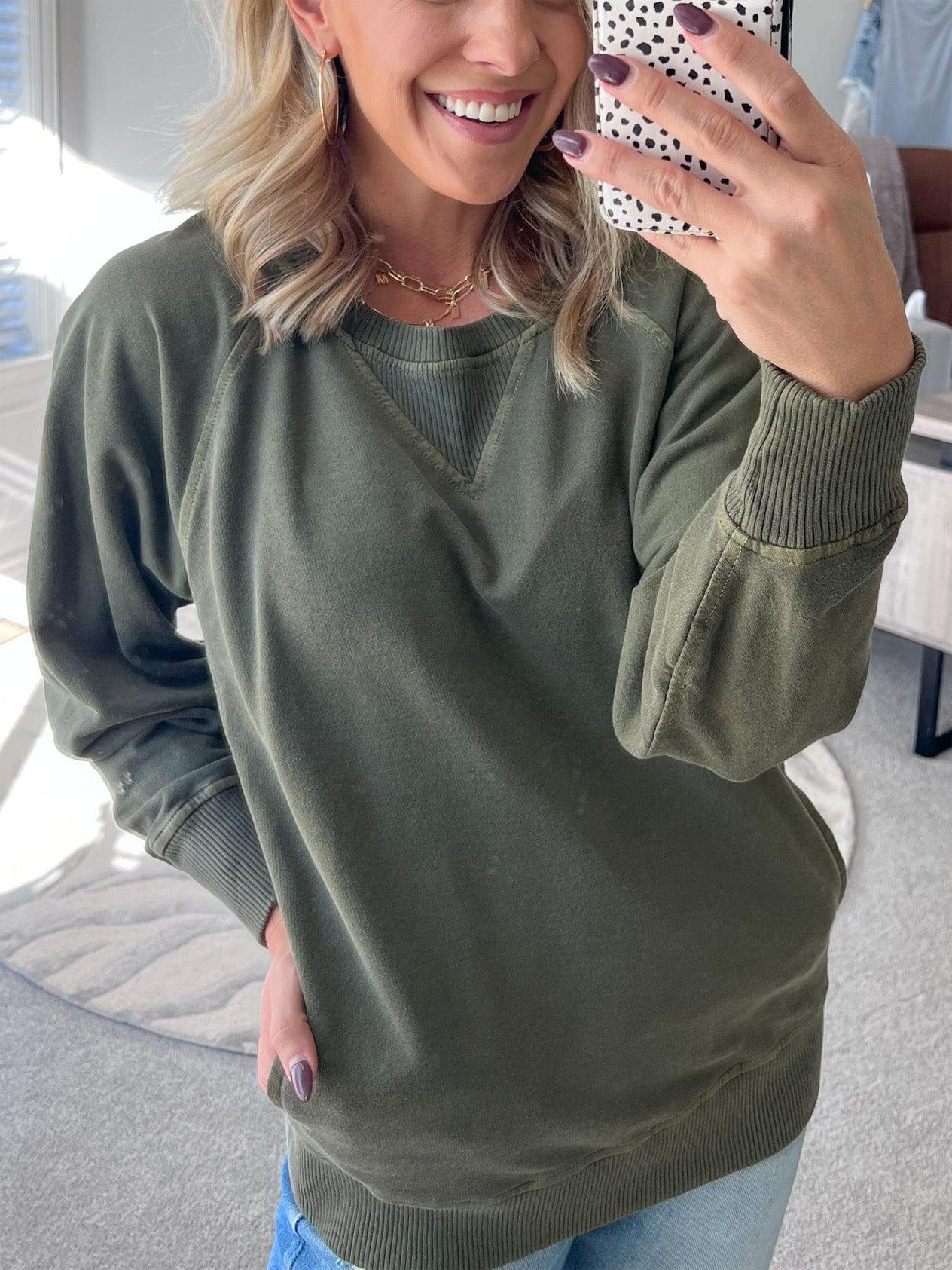 ✨HOT SALE 50% OFF🏆Women's Ribbed Accent Pocketed Pullover-5