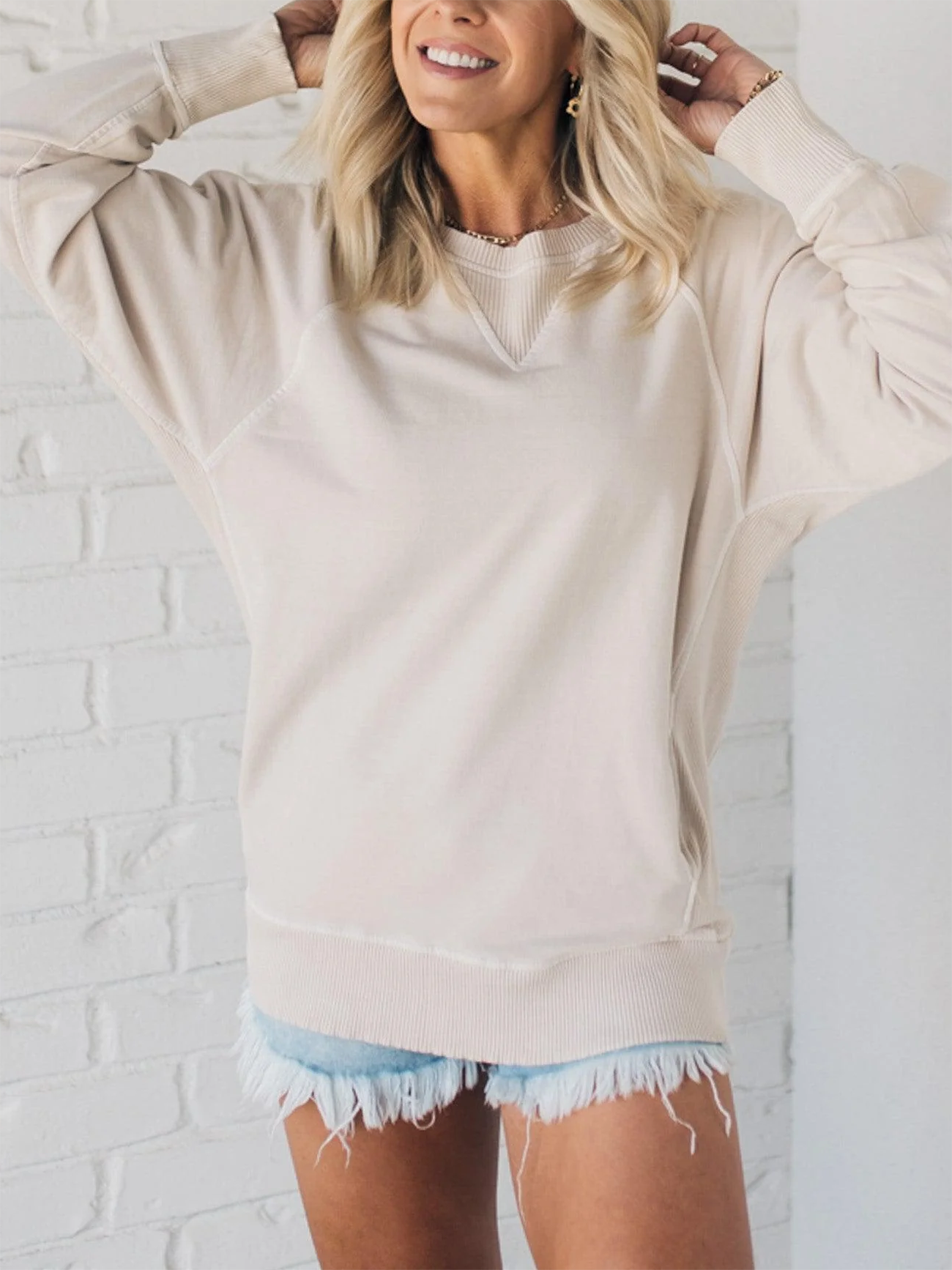 ✨HOT SALE 50% OFF🏆Women's Ribbed Accent Pocketed Pullover-3