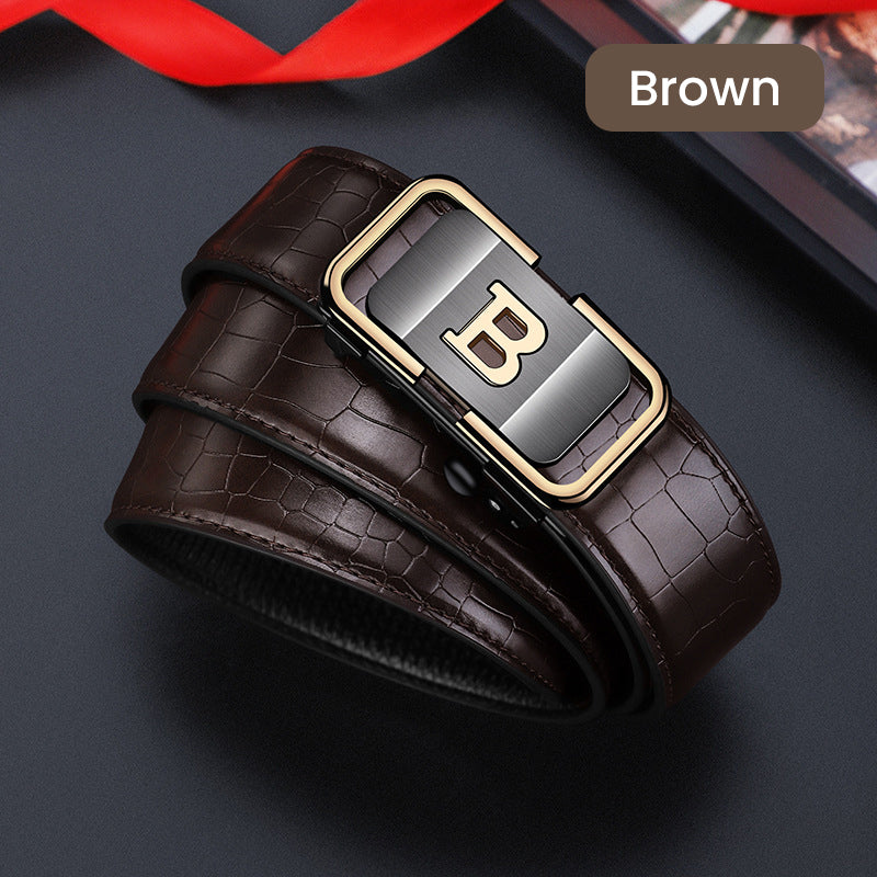 ✨New Arrival✨Men's Crocodile-Patterned Automatic Buckle Belt-12