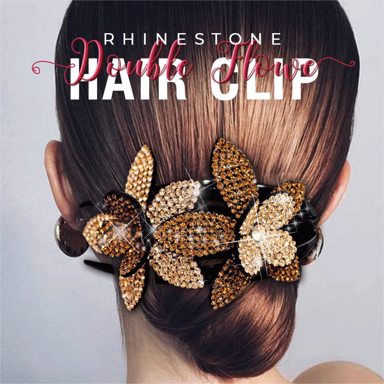 Buy more, get more free🏵️Rhinestone Double Flower Hairpin-1