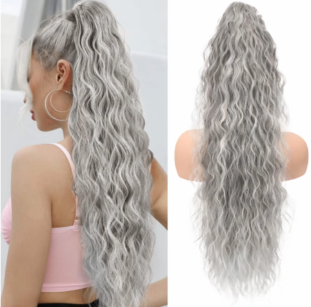 💜 LAST DAY PROMOTION - 50%OFF💜Curly Wavy Frizzy Hair Extension with Ponytail-12