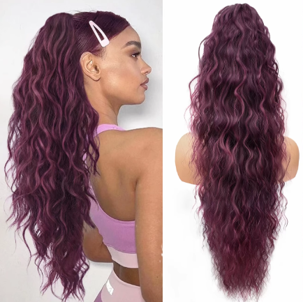 💜 LAST DAY PROMOTION - 50%OFF💜Curly Wavy Frizzy Hair Extension with Ponytail-27