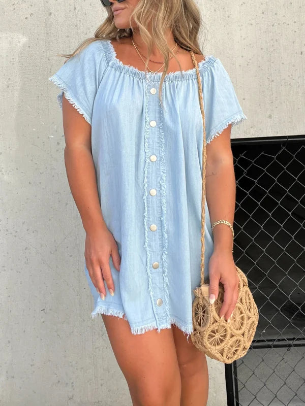🔥HOT SALE💝Short Sleeve Casual Denim Dress（57% OFF）-2