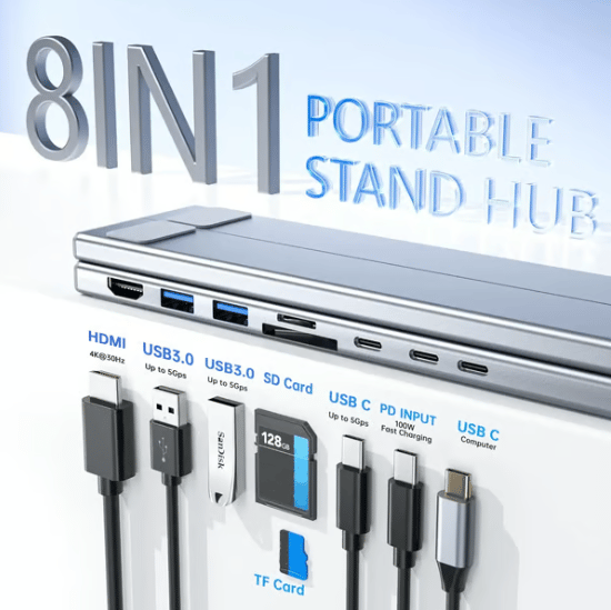 USB C Laptop Stand with Docking Station-1