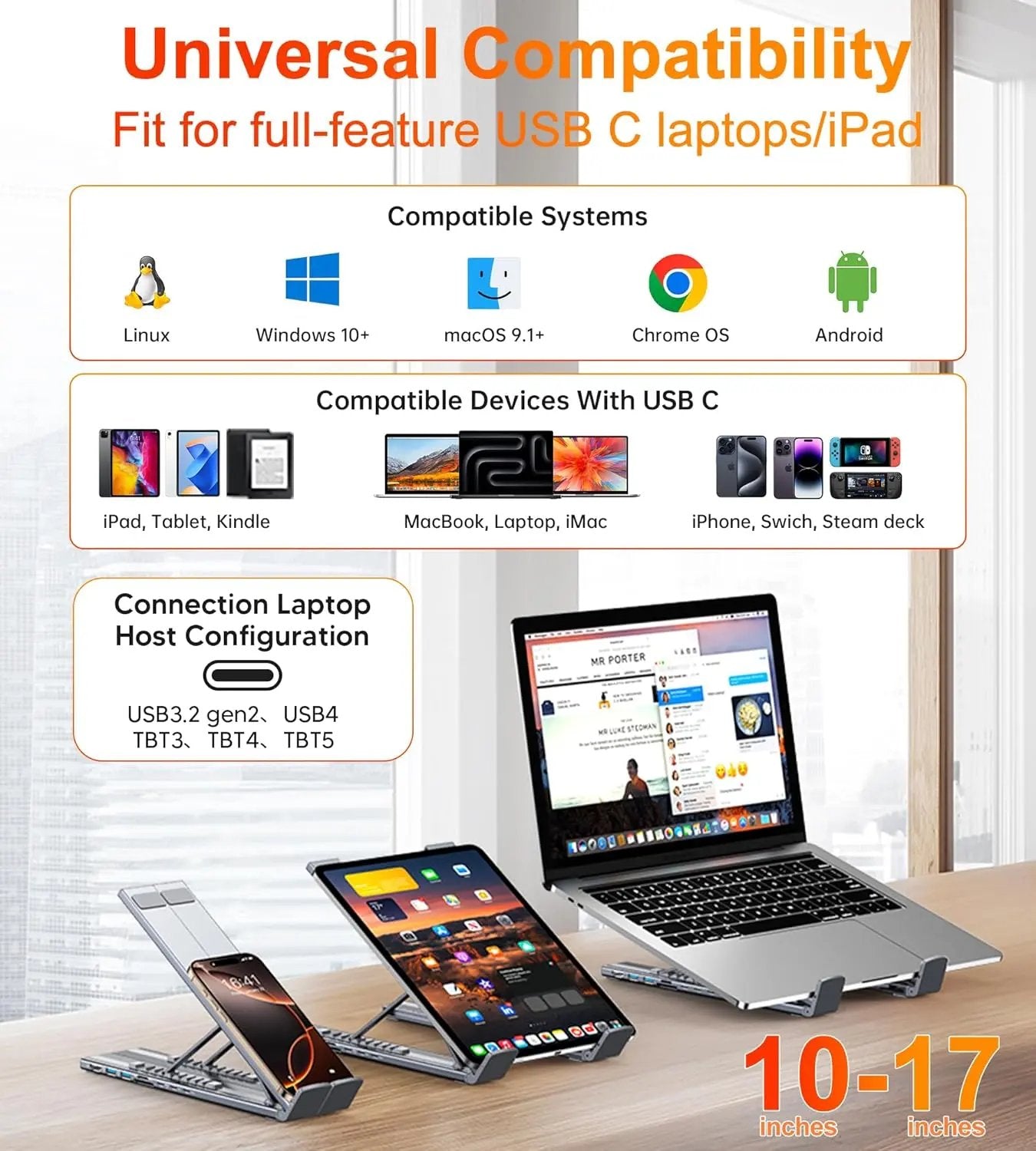 USB C Laptop Stand with Docking Station-2
